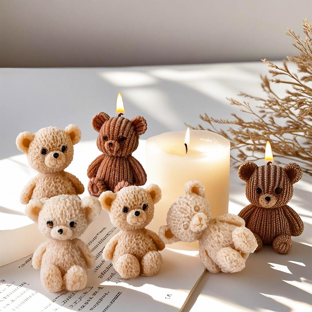 Molde Silicona Mini Oso Sentado Para Velas Resina Color Transparente