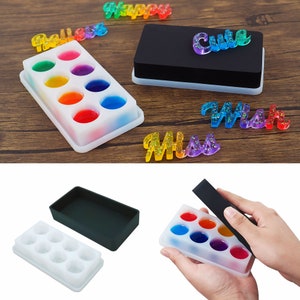 Color Palette Silicone Mold,Mixing Palette Resin Mold,Paint Palette Mold,UV Resin Storage Box Mold,Reusable For Epoxy Resin Mixing 290027