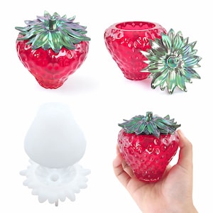 Strawberry Storage Box Silicone Mold,Strawberry Jar Resin Mold,Epoxy Resin Trinket Box Jewelry Box Mold,Candle Holder Silicon Mold 223114