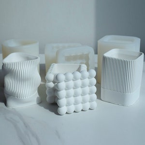 3 Styles Pen Holder Silicone Mold,Striped Vase Resin Mold,Epoxy Resin Flower Vase Mold,Concrete Cement Vase Mold,Large Vase Mold 222060