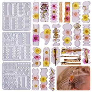3 Styles Hair Pin Silicone Mold,Homemade Hair Clip Mold,Geometric Hairpin UV Resin Mold,Jewelry Making Molds,DIY Jewelry Making 212204