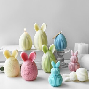 Bunny Candles Silicone Mold,Egg Candles Making Mold,Concrete Plaster Rabbit Mold,Epoxy Resin Bunny Mold,Wax Candle Silicon Mold 231778