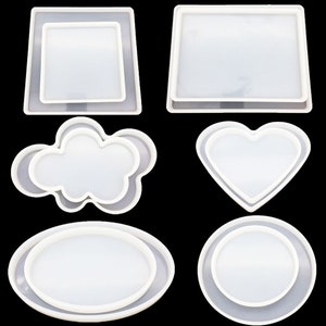Geometric Tray Silicone Mold,Round,Square,Heart,Oval,Cloud Plate Resin Mold,Storage Tray Mold,Epoxy Resin Jewelry Trinket Tray Mold 221151