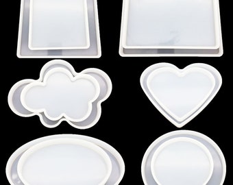 Geometric Tray Silicone Mold,Round,Square,Heart,Oval,Cloud Plate Resin Mold,Storage Tray Mold,Epoxy Resin Jewelry Trinket Tray Mold 221151