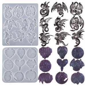 2 Styles Dragon Pendant Silicone Mold,Resin Keychain Mold,Epoxy Resin Charm Mold,Jewelry Silicon Mold,Dragon Resin Necklace Mold 212255