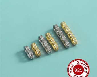 6-13MM Multi Hole Cubic Zirconia Spacer Beads,Solid 925 Sterling Silver 2-4 Hole Loose Beads,Gold Plated Beads,DIY Bracelet Making 4500774