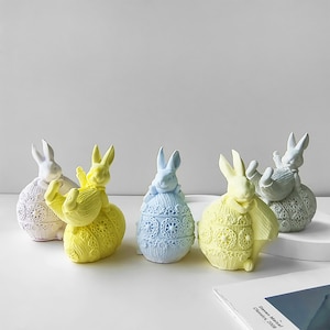 Easter Egg Bunny Candles Silicone Mold,Candles Making Mold,Epoxy Resin Rabbit Mold,Soap Silicon Mold,Concrete Plaster Bunny Mold 231338