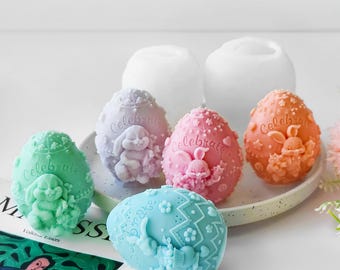 Bunny Egg Silicone Mold,Egg Candles Silicon Mold,Rabbit Wax Candles Making Mold,Concrete Plaster Mold,Epoxy Resin Mold 232025