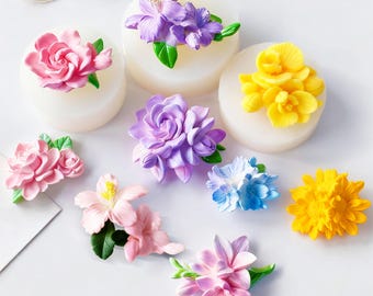 Stampo in silicone per fiori, stampo in gesso per gelsomino, gardenia, orchidea, stampo per candele di cera, stampo in silicone per candele di soia 232429