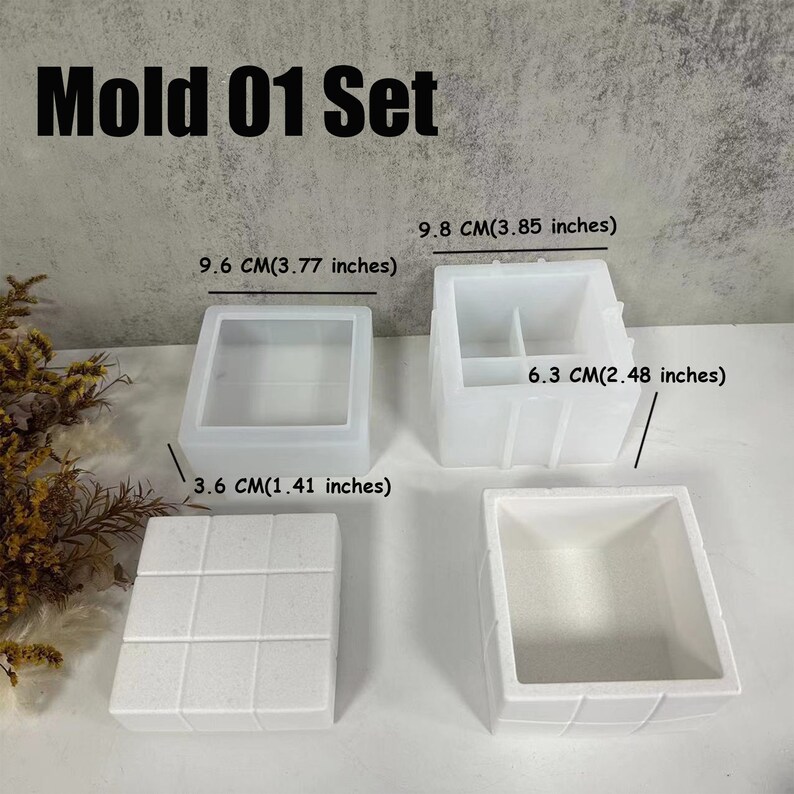 Geometric Storage Box Silicone Mold,concrete Plaster Trinket Box Mold ...