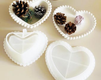 Heart Tray Silicone Mold,Concrete Plaster Trinket Tray Silicon Mold,Epoxy Resin Heart Tray Mold,Jewelry Tray Silicon Mold 221480