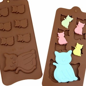 Cat Chocolate Silicone Mold,Cat Candy Silicon Mold,Epoxy Resin Cat Mold,Cat Fondant Mold,Cake Baking Mold 250285