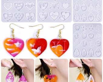 Molde de silicona para pendientes con forma de pera y forma de corazón, molde de resina epoxi para pendientes, molde de resina UV para dijes, molde de silicona para collares y joyas colgantes 212767