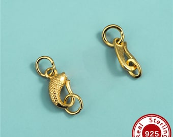 2 Styles Koi Fish Shape Clasps,Gold Plated S Hook Clasps,Solid 925 Sterling Silver Clasps,DIY Bracelet Necklace Jewelry Making Craft 4500756