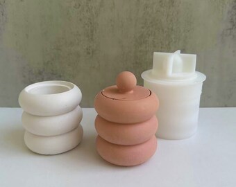 1 Set Round Storage Jar Silicone Mold,Concrete Candle Cup Silicon Mold,Epoxy Resin Storage Jar Mold,Silicon Mold For Storage Jar DIY 223220
