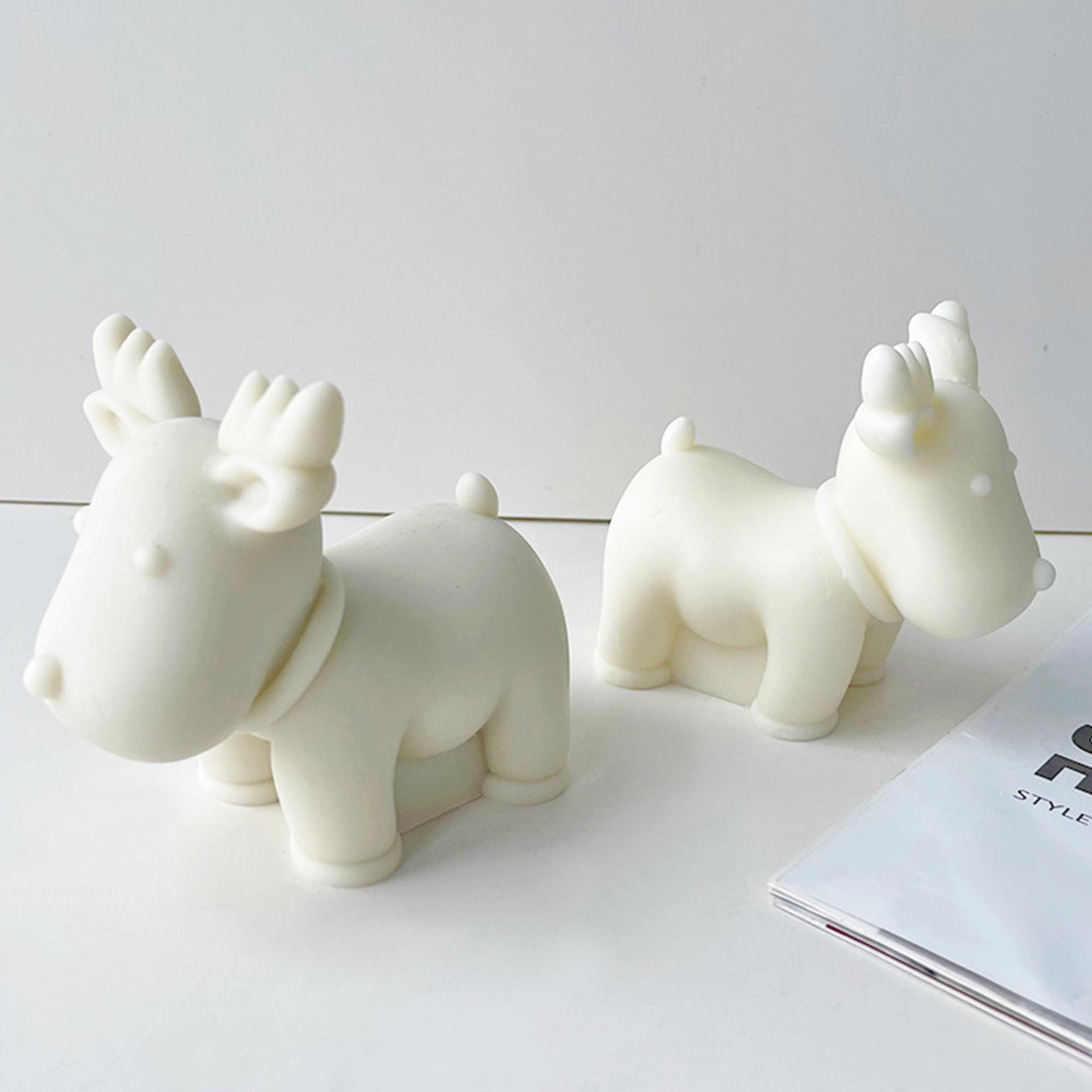 Stampo In Silicone Per Candele A Forma Di Alce – 2 Design 3D Per Natale, Materiale Antiaderente – Per Resina, Cera, Gesso, Lavabile, Ideale Per Fai Da