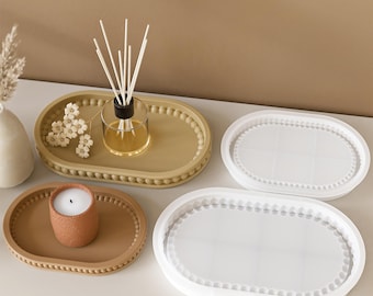 Molde de silicona para bandeja ovalada, molde para bandeja de yeso para baratijas, molde para bandeja de resina epoxi para joyería, molde de silicona para placa de resina ovalada 221537