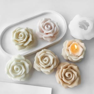 Rose Flower Candle Silicone Mold,Wax Candle Making Silicon Mold,Concrete Plaster Rose Mold,Epoxy Resin Flower Mold,Soap Mold 231730