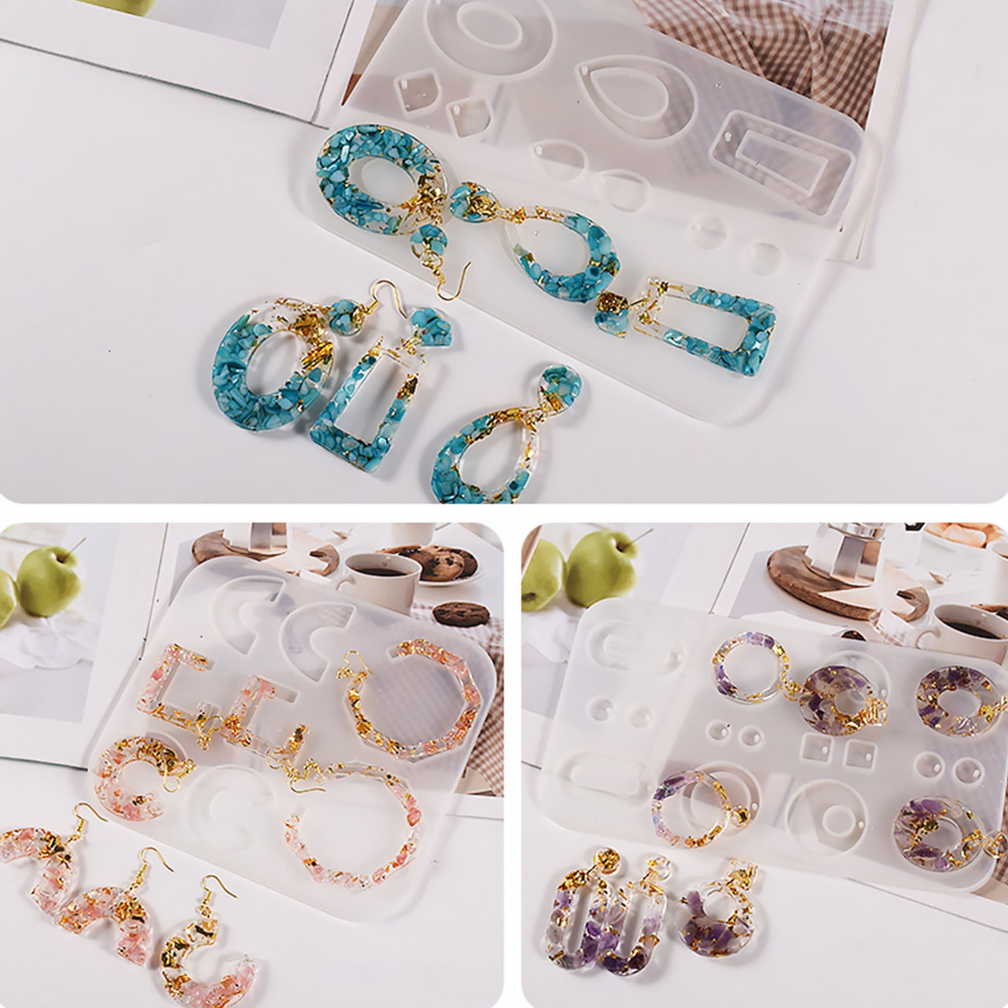 105-Piece Resin Molds Silicone Kit - 5 Earring Molds With Hooks For DIY Jewelry Making