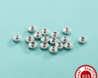 3-3.4MM Concave Spacer Beads,Solid 925 Sterling Silver Spacers,Plain Silver Spacer,DIY Beaded Bracelet Necklace Jewelry Making Craft 4500763