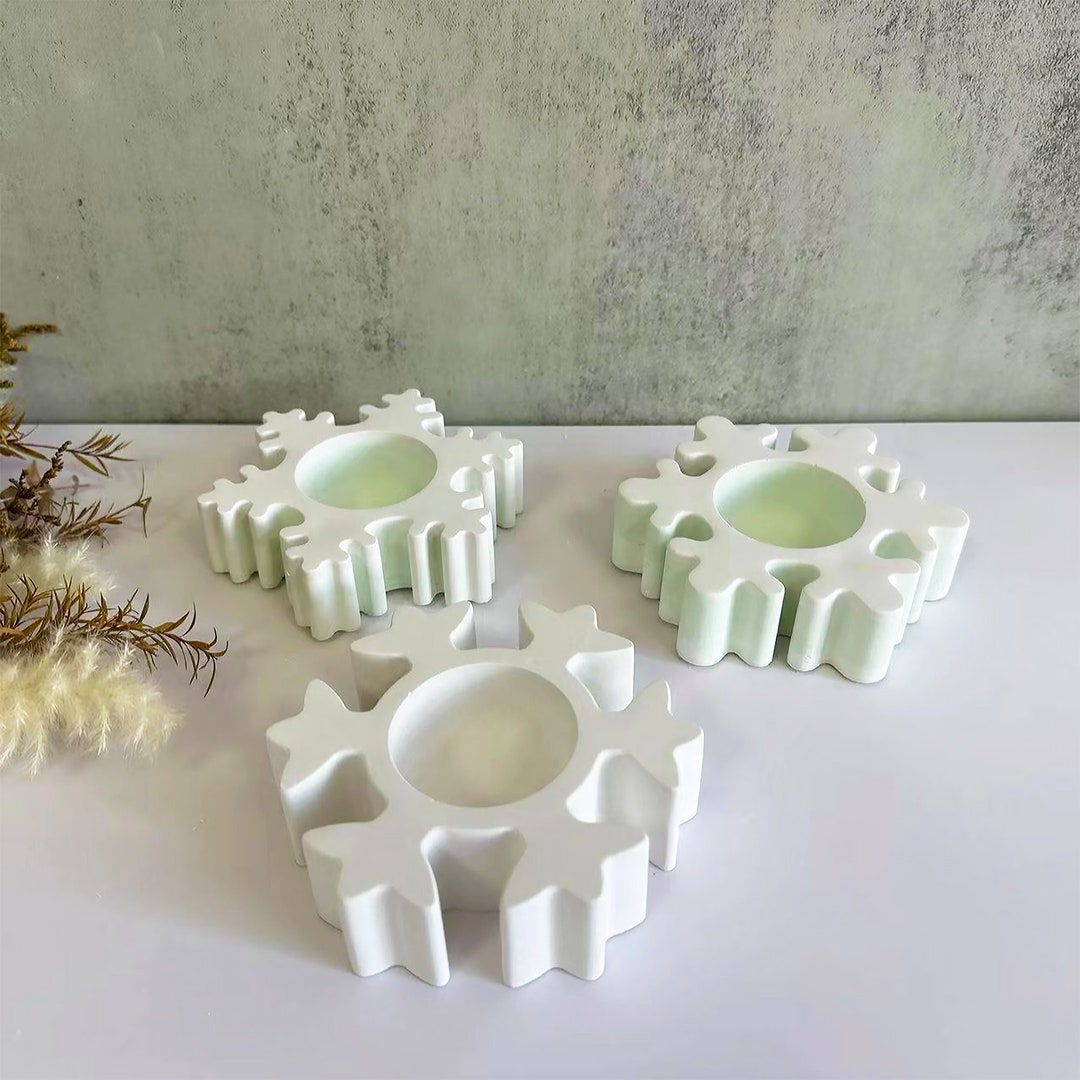 Moule En Silicone Pour Pot Résine Flocon De Neige - Avec Couvercle, Réutilisable | Pour Bougeoir, Déco Noël