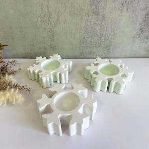 Snowflake Candle Holder Silicone Mold,Concrete Plaster Candle Holder Mold,Epoxy Resin Christmas Mold,Candlestick Silicon Mold 240355