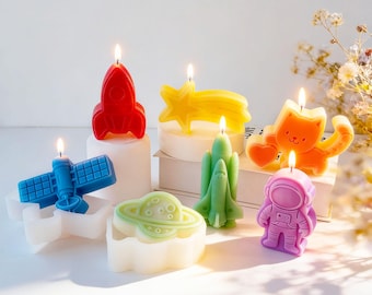 Stampo in silicone per candele serie Universe, stampo per candele a forma di gatto astronauta lunare, stampo in gesso astronauta, stampo in resina epossidica 232423