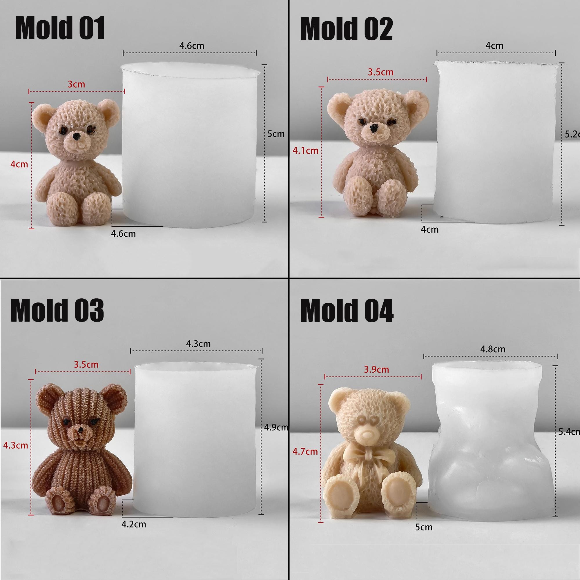 クマ型キャンドルシリコンモールド、かわいいキャンドル作り用モールド