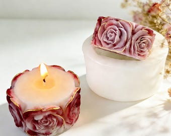 Stampo in silicone per candele a forma di rosa, stampo per candele di cera, stampo per fiori in gesso, stampo in silicone per candele di soia 232437