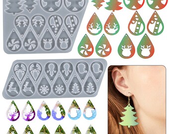2 Style Christma Series Pendant Earring Silicone Mold Epoxy Resin Craft Molds For DIY Jewelry Making Supplies 212063