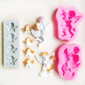 3PCS/Set Angel Clay Silicone Mold,Angel Wax Silicon Mold,Epoxy Resin Angel Mold,Fondant Mold,Chocolate Mold,Concrete Plaster Mold 231883
