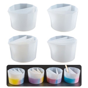 LET'S RESIN Silicone Split Cups,4Pcs Thicken&Rusable Resin Mixing Cups with  2-5Channels,Dividers Paint Supplies,Fluid Art for Resin Crafts,Acrylic