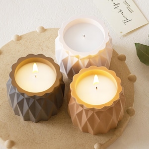 Faceted Candle Cup Silicone Mold,Faceted Candle Making Silicon Mold,Concrete Plaster Candle Cup Mold,Epoxy Resin Candle Jar Mold 231672