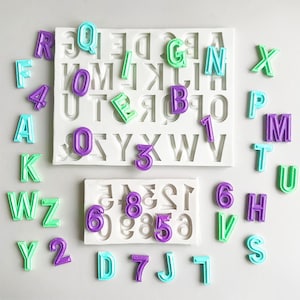 2pcs/set Number Letter Clay Silicone Mold,Alphabet Silicone Mold,Epoxy Resin Number Letter Mold,Fondant Mold,Chocolate Mold 231799