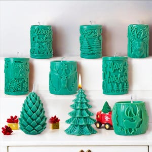 Christmas Candle Silicone Mold,Christmas Pillar Candles Making Silicon Mold,Concrete Plaster Christmas Mold,Wax Candle Mold 231709