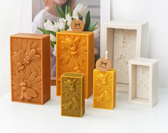 Rectangle Candles Silicone Mold,Honey Bee Scented Candles Silicon Mold,Handmade Soap Mold,Candle Making Silicon Mold 231084