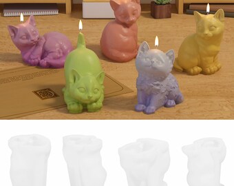 Cat Silicone Mold,Cat Candle Making Mold,Concrete Plaster Animal Mold,Epoxy Resin Cat Mold,Wax Candle Silicon Mold,Soap Mold 231690