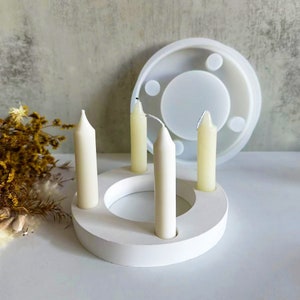 Round Candle Holder Silicone Mold,Concrete Plaster Candlestick Mold,Epoxy Resin Candle Holder Mold,Candlestick Silicon Mold 240437