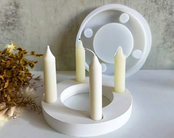 Round Candle Holder Silicone Mold,Concrete Plaster Candlestick Mold,Epoxy Resin Candle Holder Mold,Candlestick Silicon Mold 240437