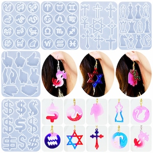 Creative Earring Silicone Mold,Epoxy Resin Pendant Mold,UV Resin Charm Mold,Concrete Plaster Pendant Mold,Keychain Resin Mold 212608