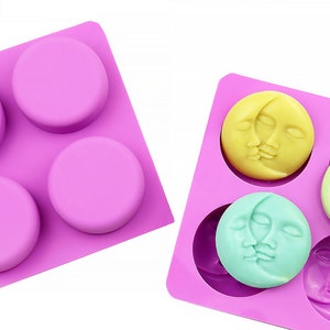 Molde de jabón de luna redonda, molde de silicona para jabón facial, molde de barra de loción, molde de resina de jabón casero, molde de bomba de baño, fabricación de jabón DIY 250072