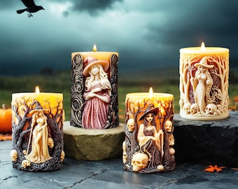 Witch Candles Silicone Mold,Halloween Candles Making Mold,Concrete Plaster Pillar Mold,Wax Candles Making Silicon Mold 231868