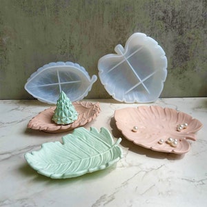 3 Styles Leaf Dish Silicone Mold,Concrete Plaster Tray Mold,Epoxy Resin Jewelry Trinket Tray Mold,Leaf Dish Resin Mold 221248