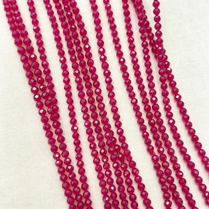 3 mm fasetterade runda lösa pärlor med rubin, distansrunda med röda ädelstenspärlor, gör-det-själv-armband och halsband, smyckesfynd med bakad rubinröd korund 4300611