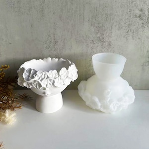 Molde de silicone para vaso de flores de menina guirlanda, molde de vaso de flores de gesso de concreto, molde de suporte de vela de resina epóxi, molde de vaso suculento de cimento 222148