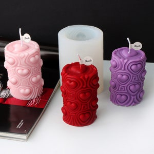 Heart Pillar Candles Silicone Mold,Heart Cylinder Candle Making Mold,Soy Candles Silicon Mold,Handmade Soap Silicon Mold 231110