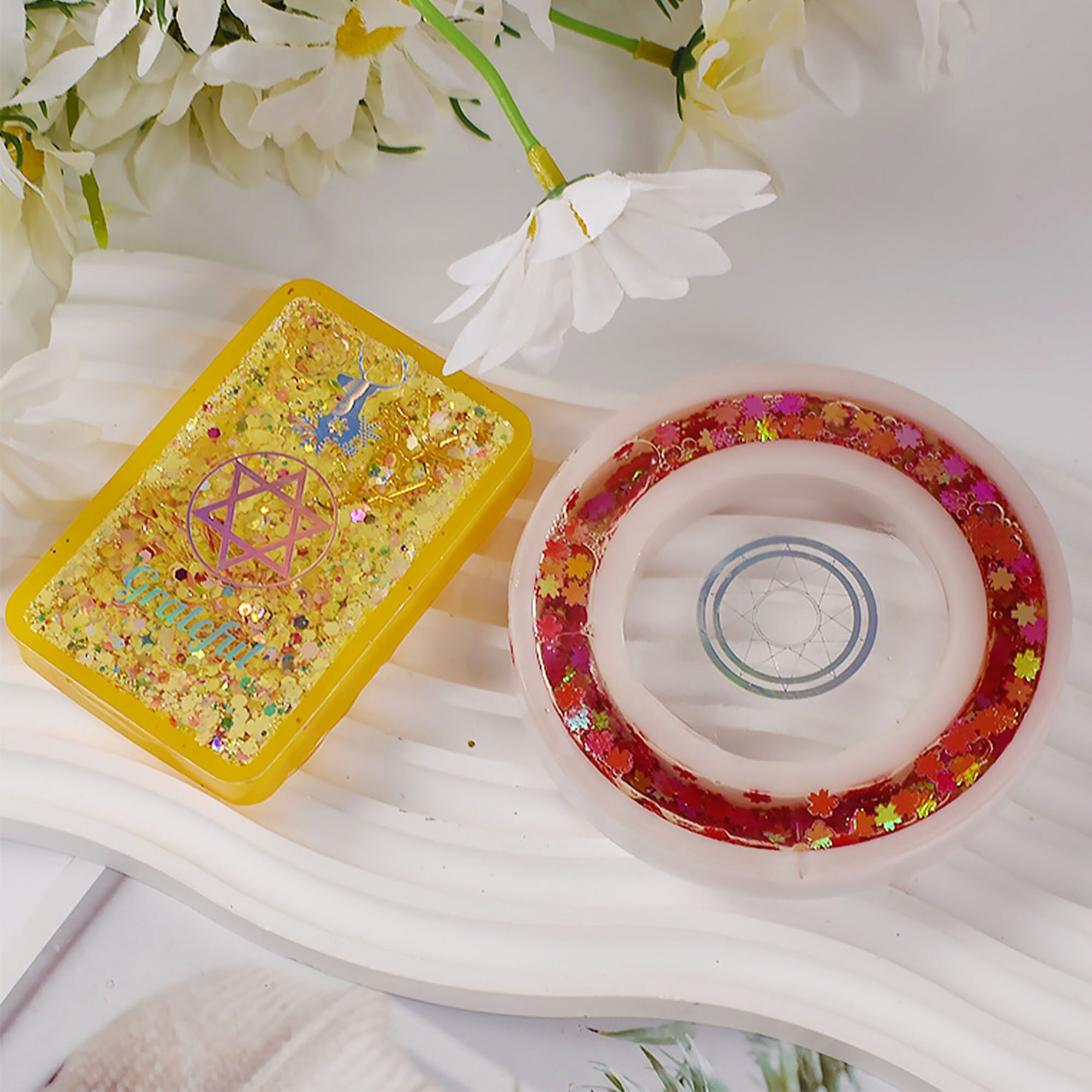 6-Cavity Silicone Coaster Mold - Resin Molds For DIY Epoxy Crafts, 33x22cm