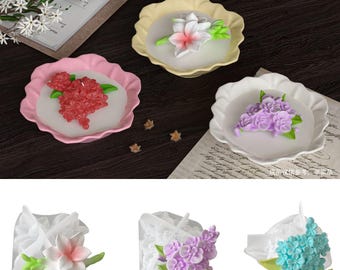 Stampo in silicone per fiori, fresie, orchidee e osmanto in gesso, stampo per ciotole a forma di loto per candele di cera, stampo in silicone per candele di soia 221605