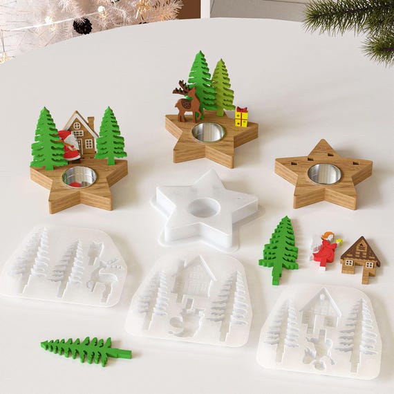 Moldes Velas Navidad Molde De Silicona Para Velas En Forma De Árbol De Navidad - 2 Unidades, Reutilizable, Para Velas Artesanales Y Decoración Molde