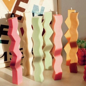 Wavy Pillar Candle Mold Geometric Silicone Mold,Aromatherapy Handmade Soap Craft Mold,DIY Personalise Scented Candles Home Decor 230110
